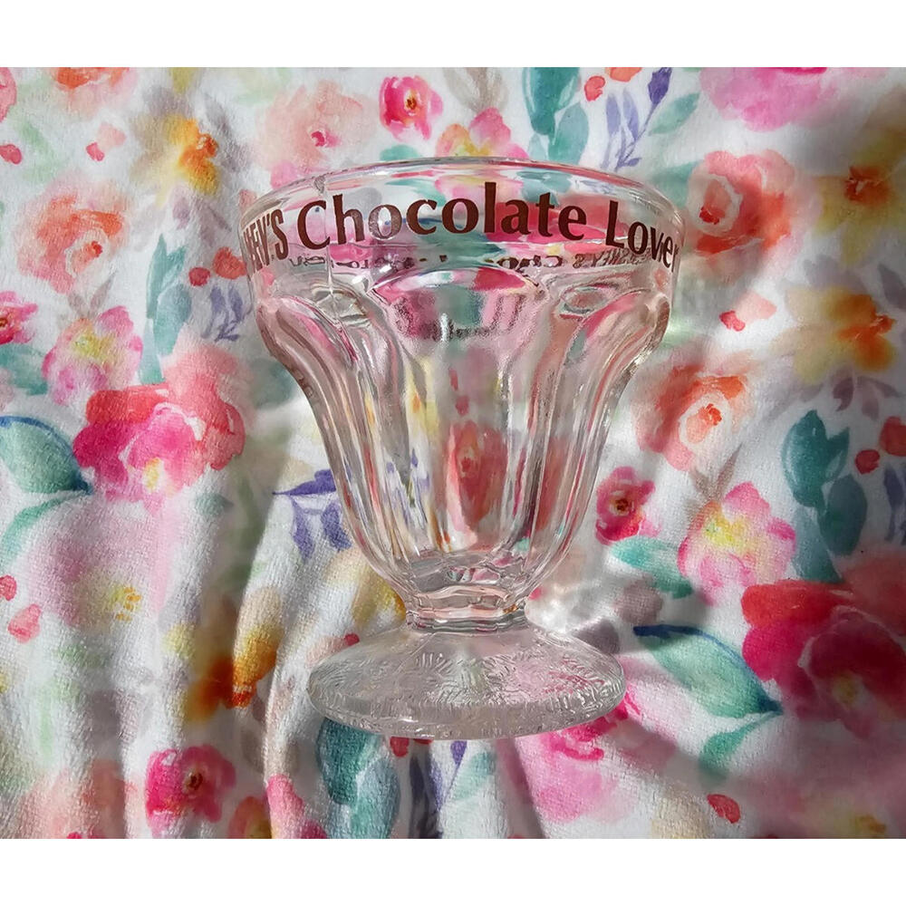 Vintage Hershey's Chocolate Lover Sunday Scoop Ice Cream Glass Cup 3.5" Ribbed